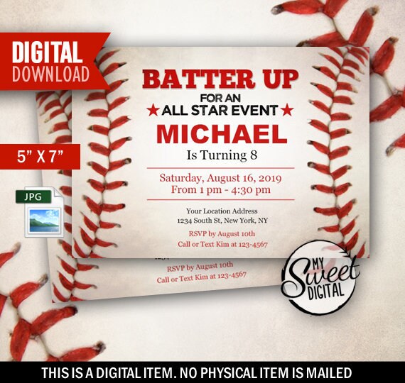 Baseball Birthday Invitation Instant Download, Sport Game Invite Theme ...