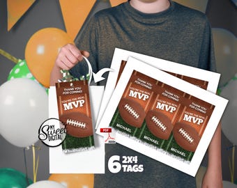 Football Party Bag Thank You Tags, Instant Download Birthday Party Goodie Bag Label, Printable PDF, Sport Birthday Boy Thanks Card