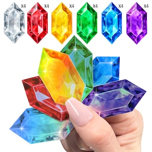 Diamond Rupee Ruby Gem Stone Stickers, Holographic Sticker Set of 30, Gamer Badges for Birthday or School