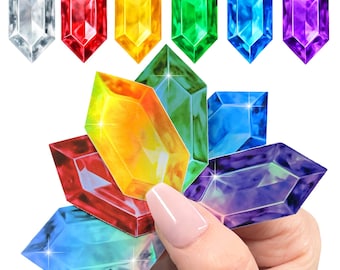 Diamond Rupee Ruby Gem Stone Stickers, Holographic Sticker Set of 30, Gamer Badges for Birthday or School