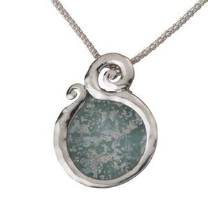 SPIRA Statment Necklace 925 Sterling Silver Green Roman Glass Rope Pendant Chain Fast N Free Shipping!Roman Glass Patina Roman Glass Pendant