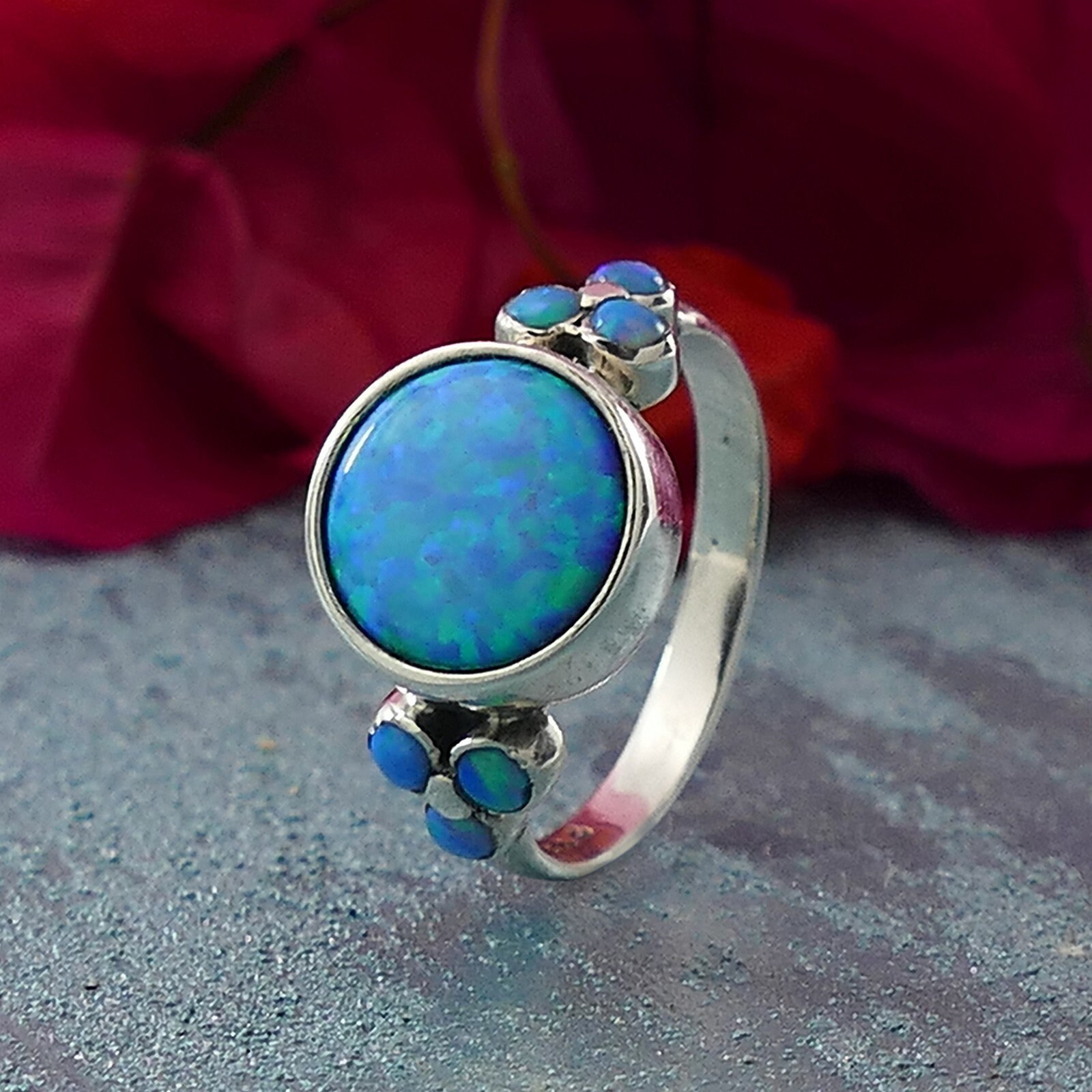 2.5 Carat Blue Opal Stones 925 Sterling Silver Solitaire With - Etsy Canada