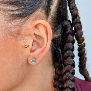 Silver Opal Earrings, Elegant Studs, Minimalist Opal Jewelry, Simple Stud Earrings