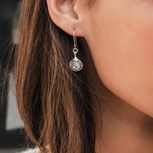 Green Roman Glass Stone Earring 925 Sterling Silver Drop/Dangle Earrings, Ancient Roman Glass Everyday earrings