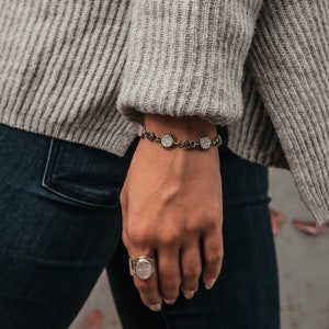 Handmade Druzy Silver Bracelet 925 Sterling Silver White Agate Druzy quartz Bracelet