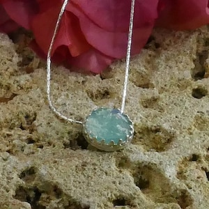 SPIRA Unique Handcrafted 925 Sterling Silver Green Roman Glass Rope Pendant Chain Fast N Free Shipping! Ancient Roman Glass Crown Bezel Set