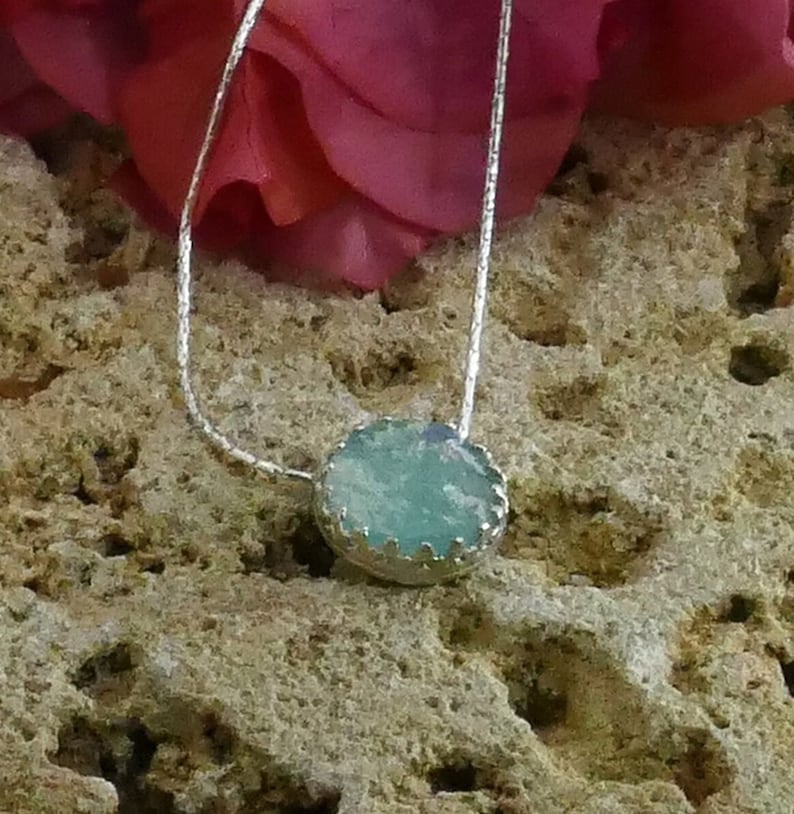 SPIRA Unieke Handgemaakte 925 Sterling Zilver Groen Romeins Glas Touw Hanger Ketting Snelle N Gratis Verzending! Oud-Romeinse glazen kroonrandset afbeelding 1