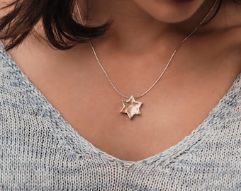 Tijdloze fusie: elegante tweekleurige Davidster-ketting