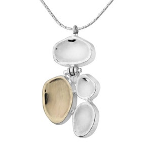 SPIRA Einzigartige Handgefertigte Two Tone Solid 9k Gelb Gold Und 925 Sterling Silber Seil Anhänger Kette Mixed Metal Halskette Two Tone Halskette