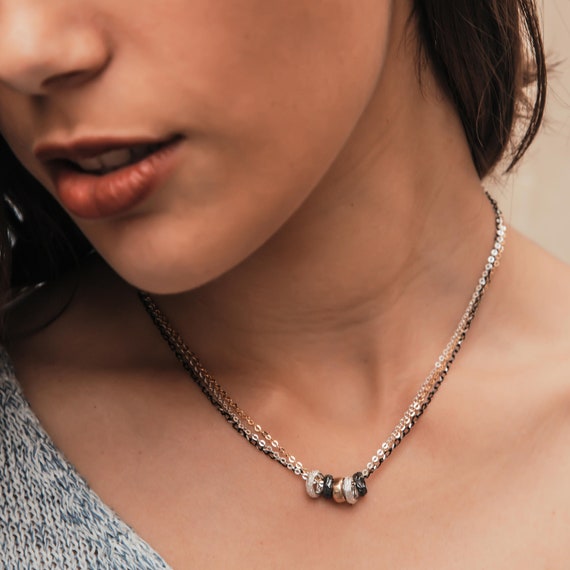 Collana Con Catena Bicolore In Oro 24 Carati E Argento Da 16 A Link - Foto 4