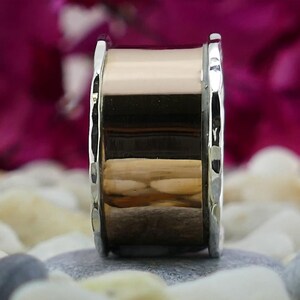 SPIRA Handcrafted Contemporary Design Two Tone Solid 9k Rose Gold And 925 Sterling Silver Band Ring Engagement ring Mixed metal ring