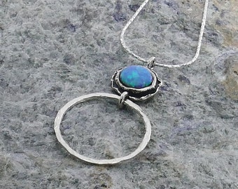 Unique Blue Opal Rope Necklace  925 Sterling Silver
