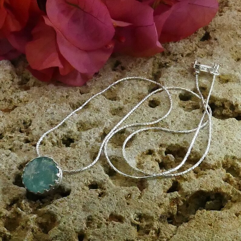 SPIRA Unieke Handgemaakte 925 Sterling Zilver Groen Romeins Glas Touw Hanger Ketting Snelle N Gratis Verzending! Oud-Romeinse glazen kroonrandset afbeelding 6