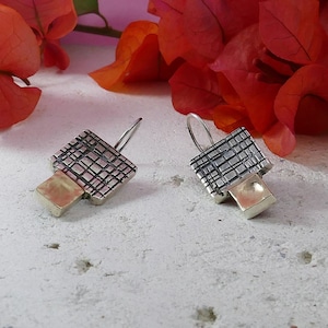 Chic Fusion: Handcrafted Silver and Gold Dangle Earrings