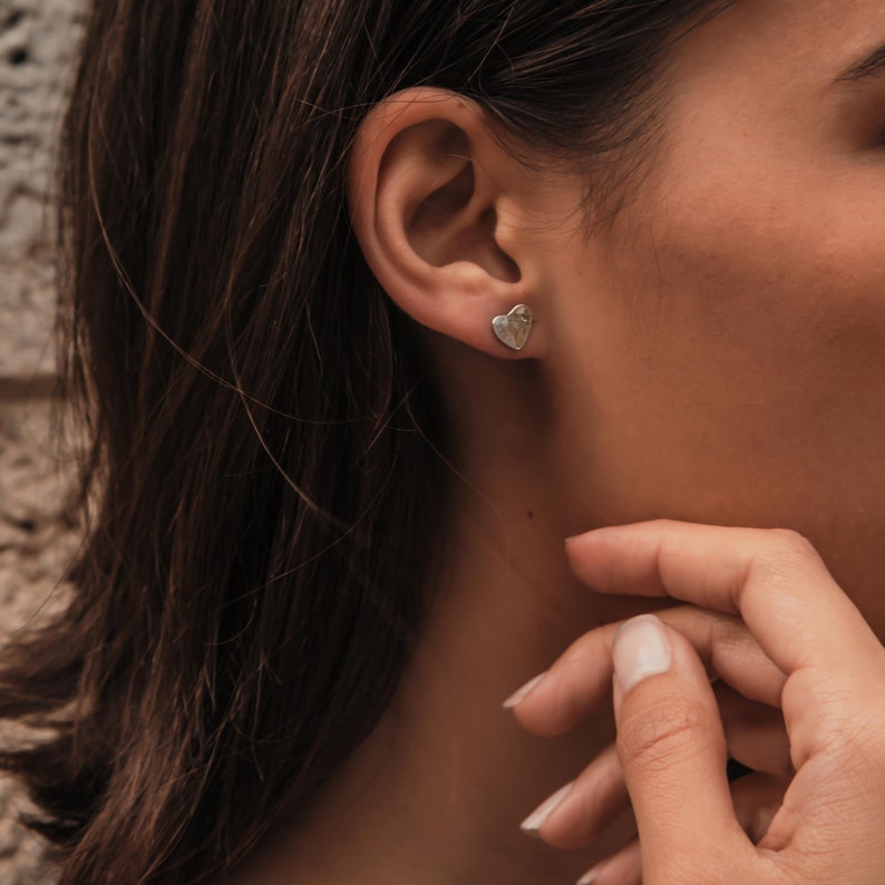 SPIRA Handcrafted Contemporary Design Two Tone Solid 9k Yellow Gold And 925 Sterling Silver Stud Earrings Fast/&Free Shipping!