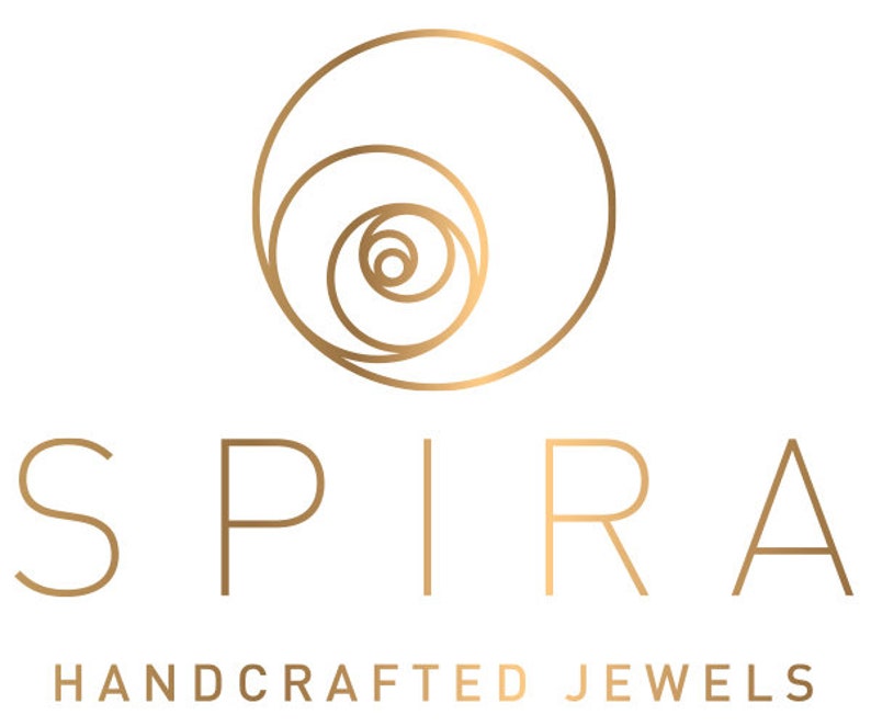 May include: A gold logo with a stylized spiral design and the word "SPIRA" in a sans-serif font. Below the word "SPIRA" is the text "HANDCRAFTED JEWELS".