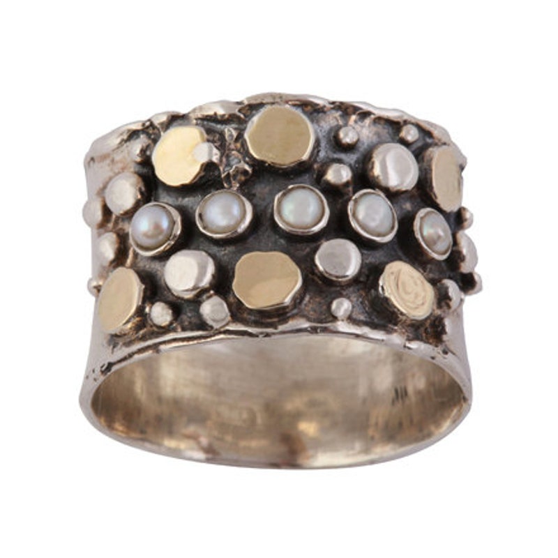 Chroma Two-Tone Button Pearl Ring