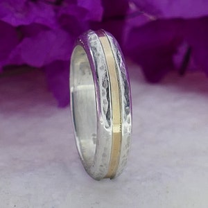 SPIRA Handcrafted Engagement ring Two Tone Solid 9k Yellow Gold And 925 Sterling Silver Unisex Band Ring Mixed metal ring Bohemian ring