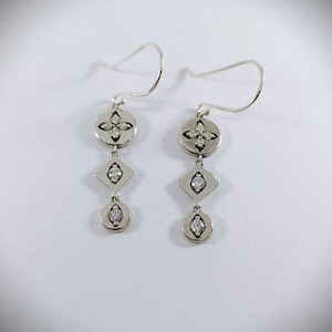 925 Sterling Silver CZ Dangle Earrings, Sparkling Minimalist Jewelry, Sophisticated Simplicity, Elegant Gift