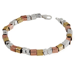SPIRA Handcrafted Two Tone 925 Sterling Silver And 14k Yellow Gold Filled Silver Bracelet Fast Shipping! Boho Chic Bracelet