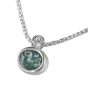 SPIRA Unique Handcrafted 925 Sterling Silver Green Roman Glass Rope Pendant Chain Ancient Roman Glass Green Roman Glass Roman Glass Pendant