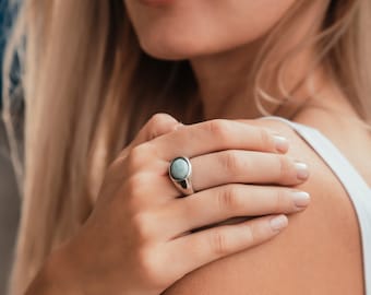 Larimar Silver Ring 4.6 Carat Natural Blue Larimar Gemstone 925 Sterling Silver Handmade Unisex Solitaire Ring Set Gemstone ring Gypsy ring