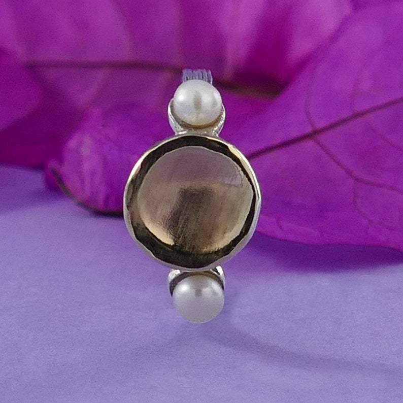 0.3 Carat Natural White Pearl Gemstone Two Tone Solid 9k Etsy
