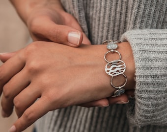 SPIRA Druzy Quartz Bracelet Handcrafted 925 Sterling Silver White Agate Druzy Chain and Link Silver Bracelet Fast Shipping! Druzy Gemstone