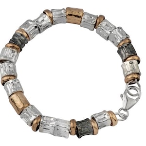 SPIRA Mixed Metal Bracelet Handcrafted Two Tone 925 Sterling Silver And 14k Yellow Gold Filled Silver Bracelet Fast Shipping!