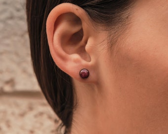 Elegant Ruby Delight: 14K Gold Filled Stud Earrings
