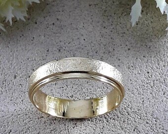 Handcrafted Wedding Ring Solid 14 Karat Yellow Gold Special Brush Finish