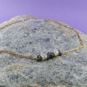Unique Double Loop Chain Necklace in 925 Sterling Silver and 14k Yellow Gold Filled