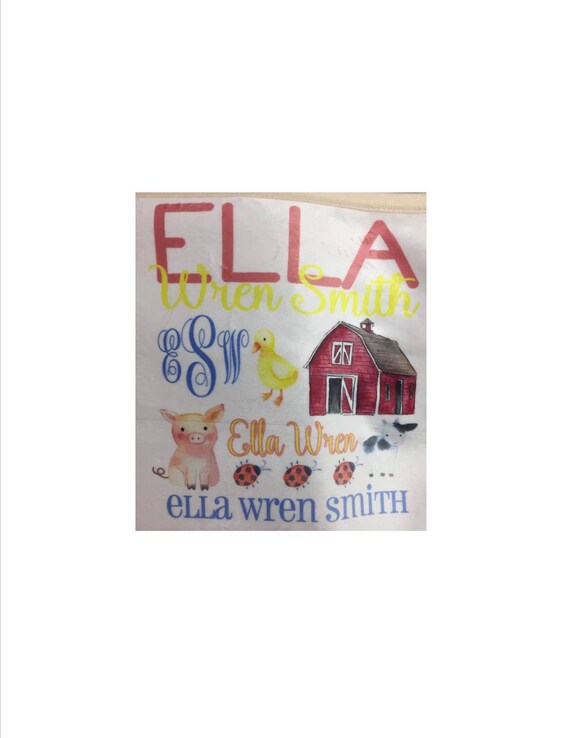 Girl Farm Pig Duck Cow Barn Design Personalized Baby Blanket Etsy