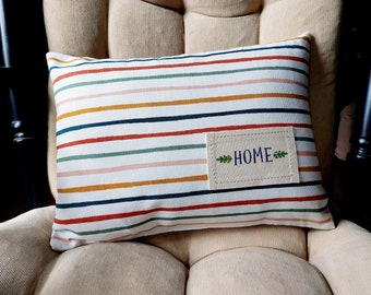 Embellished Striped Accent Pillow