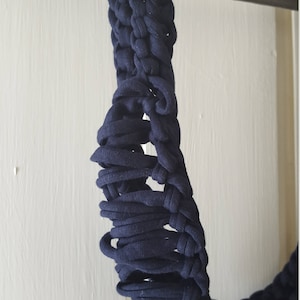 T-Shirt Yarn Lei Necklace Hand Knit Navy Blue image 3