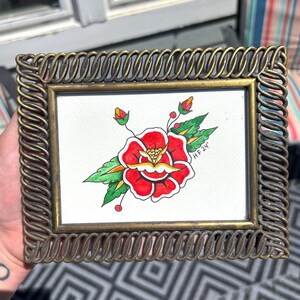 Red Rose Traditional Flash Painting Framed