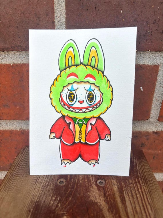 The Joker Labubu The Monsters Traditional Flash Painting Framed