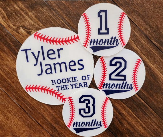 Baseball Themed Baby Milestone Acrylic Rounds, Baby Milestone