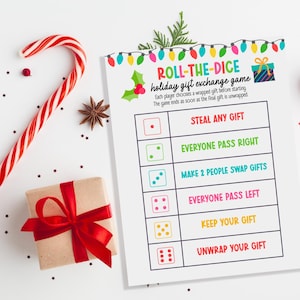 Christmas Dice Game Printable Christmas Gift Exchange Game, Christmas Party Game, Holiday Present Swap, Christmas Gift Game Digital Download