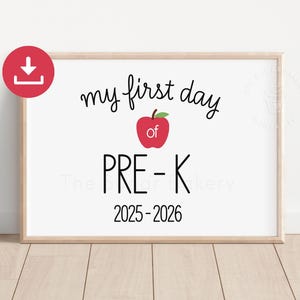 My First day of PRE-K Sign, PreK sign, Back to School Pre-K Sign Printable, Chalkboard SIGN, Photo Prop School Sign, Instant download  BW101