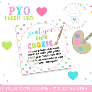 PYO COOKIE TAG, Paint Your Own Cookie Kit Instructions Rainbow Hearts