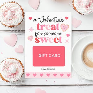 Portatarjetas de regalo de San Valentín imprimible, un obsequio de San Valentín para alguien dulce, portatarjetas de regalo para maestros, compañeros de trabajo, empleados, amigos y vecinos