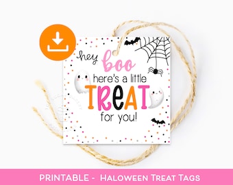 Tag stampabili per biscotti di Halloween, tag dolcetto Hey BOO, tag regalo Ghost Boo, tag per borsa Dolcetto o scherzetto, tag di Halloween, download istantaneo