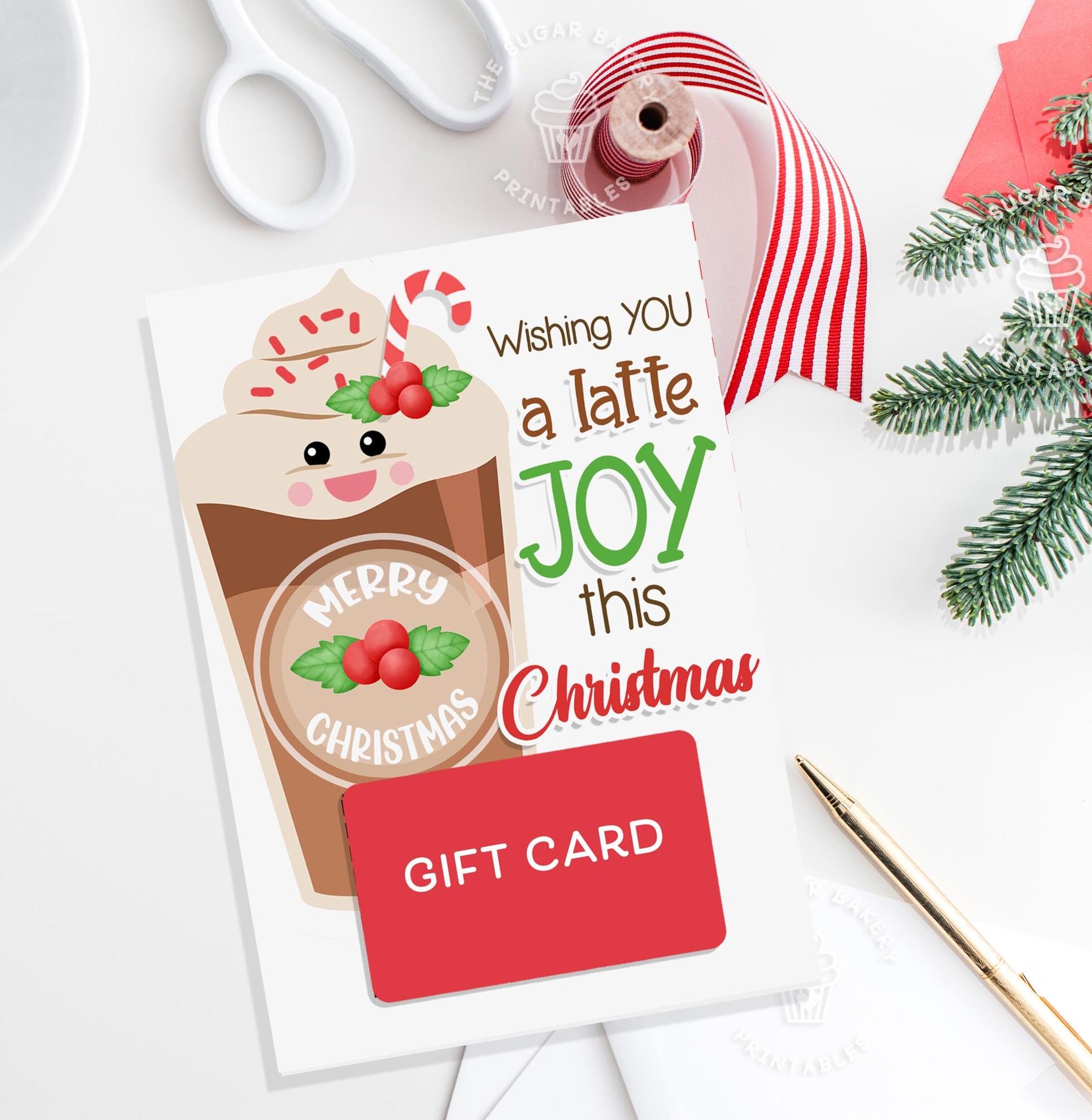 Printable Christmas Coffee Gift Card Holder THANKS A LATTE Printable ...