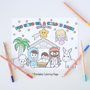 NATIVITY Coloring Page, PRINTABLE Christmas Nativity coloring pages, Sunday School Craft, Christmas Story Jesus Preschool Activities Craft