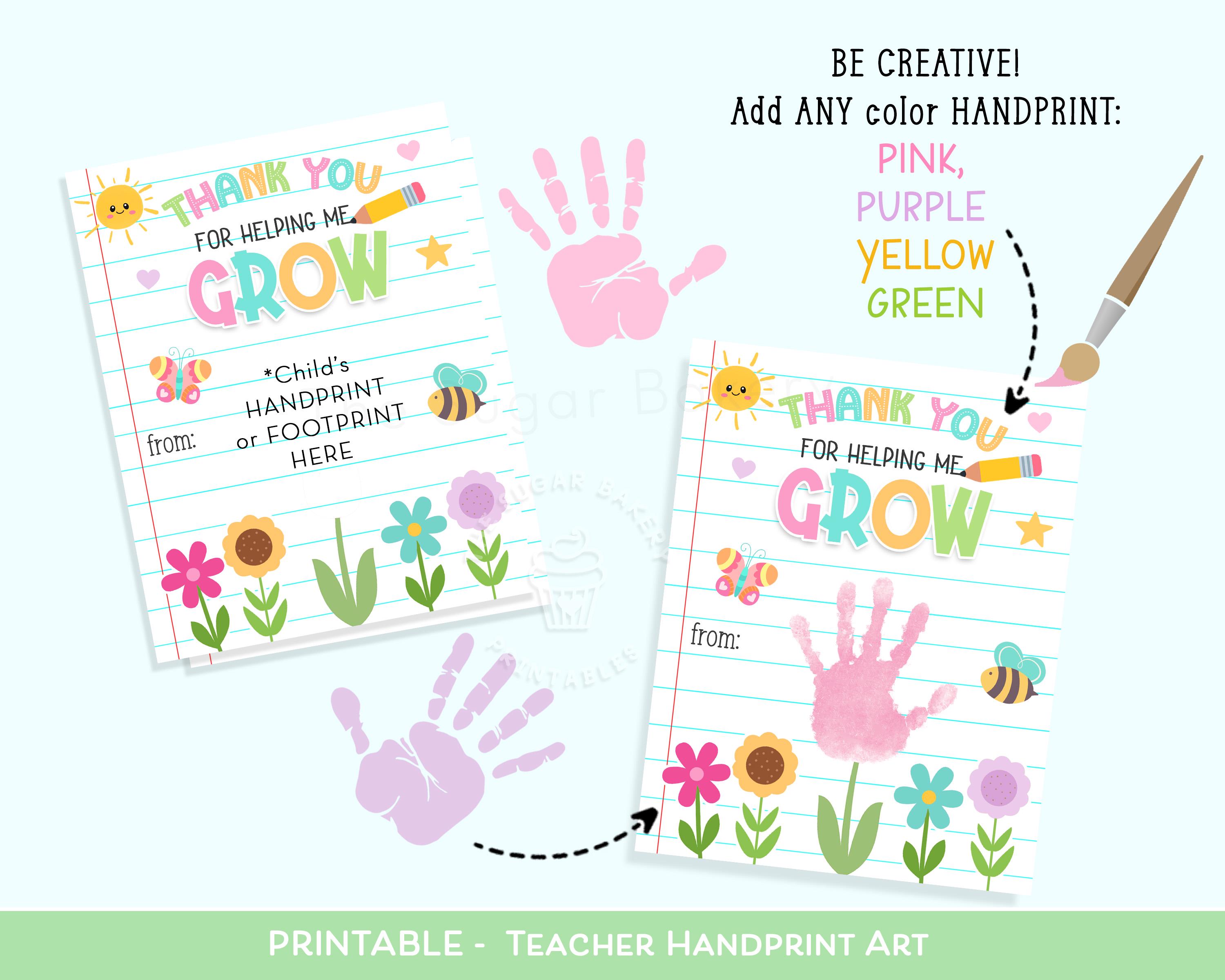 Teacher Handprint Craft Gift Printable Thank You Helping Me GROW ...