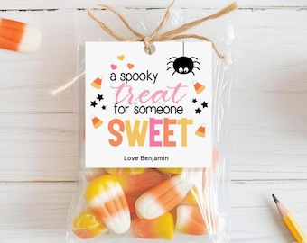 Halloween Treat Tag Printable, Spooky Sweet Gift Tag Kids Classroom Favor Trick or Treat Bag Label (Digital Download)