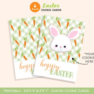 Joyeuses Pâques carottes COOKIE CARD, carte de biscuits Bunny Bait, mini cartes de biscuits imprimables de Pâques, carte de biscuits de lapin de Pâques, carte de biscuits de Pâques