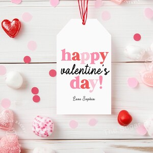 Druckbare glückliche Valentinstag Geschenkanhänger, EDITIERBARE Valentinstag TAGS, Valentinstag Leckerei Tags, Valentinstag Kinder Klassenzimmer Schule Gunst Tags