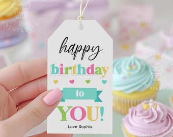 Étiquettes imprimables de joyeux anniversaire, étiquettes d'anniversaire pour les enfants, cadeau de joyeux anniversaire ÉTIQUETTES CADEAUX, étiquettes d'anniversaire colorées arc-en-ciel téléchargement numérique